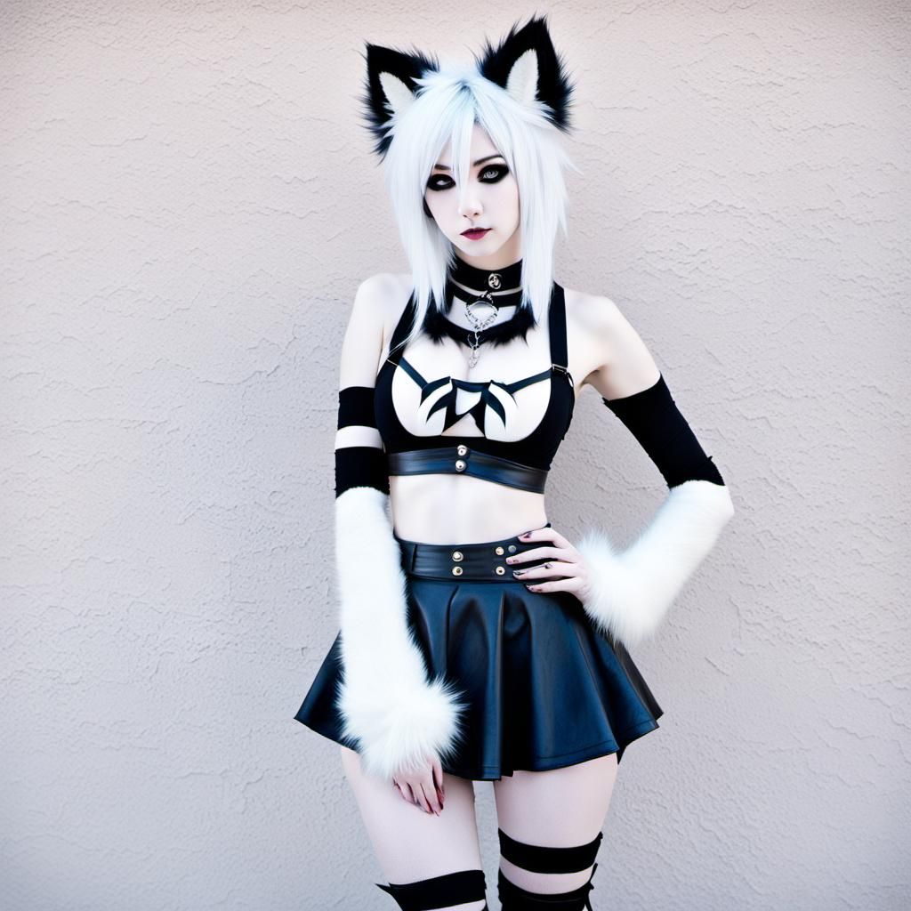 Kitsune Girl with Emo Style and Fox Features