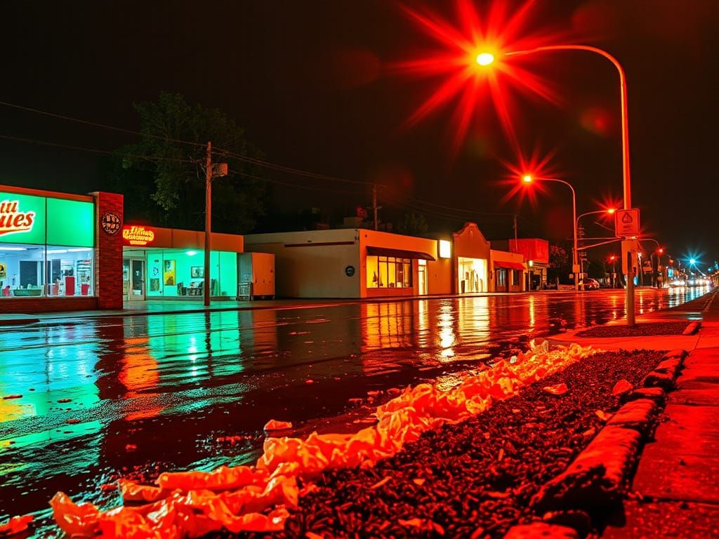 Texas Flash Flood in Neon Impasto