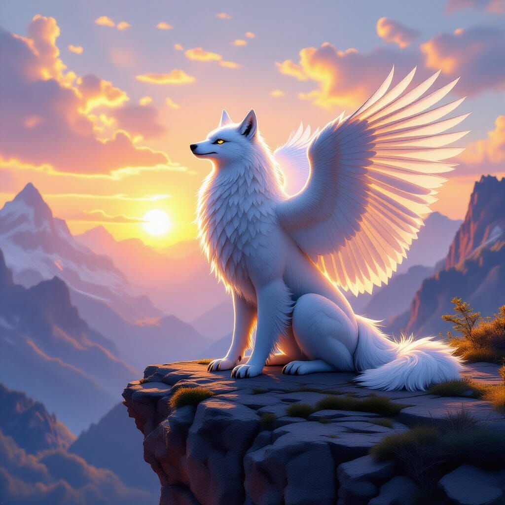 Spirit Eagle-Wolf Guardian at Sunrise