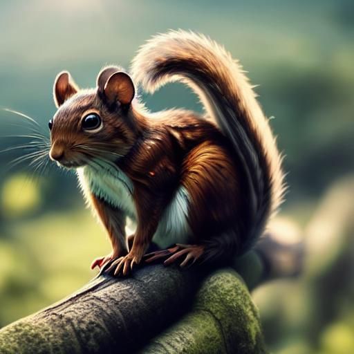 Squirrel in Divine Sunshine on Branch