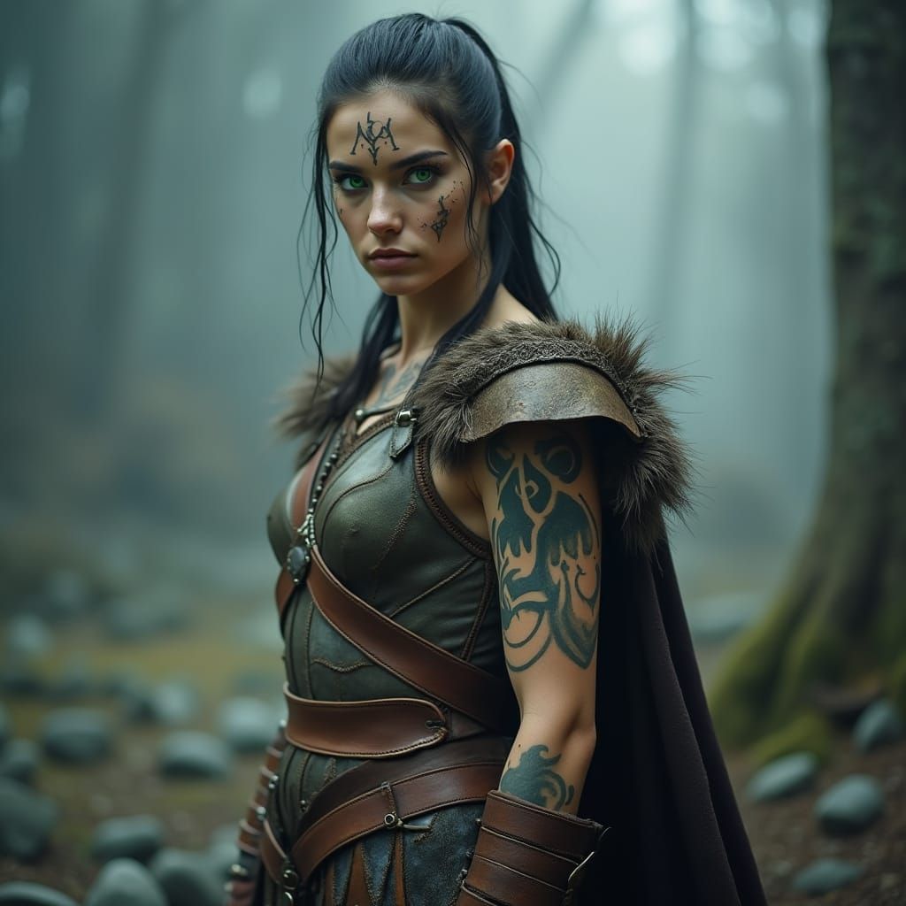 Fierce Viking Warrior in Leather Armor