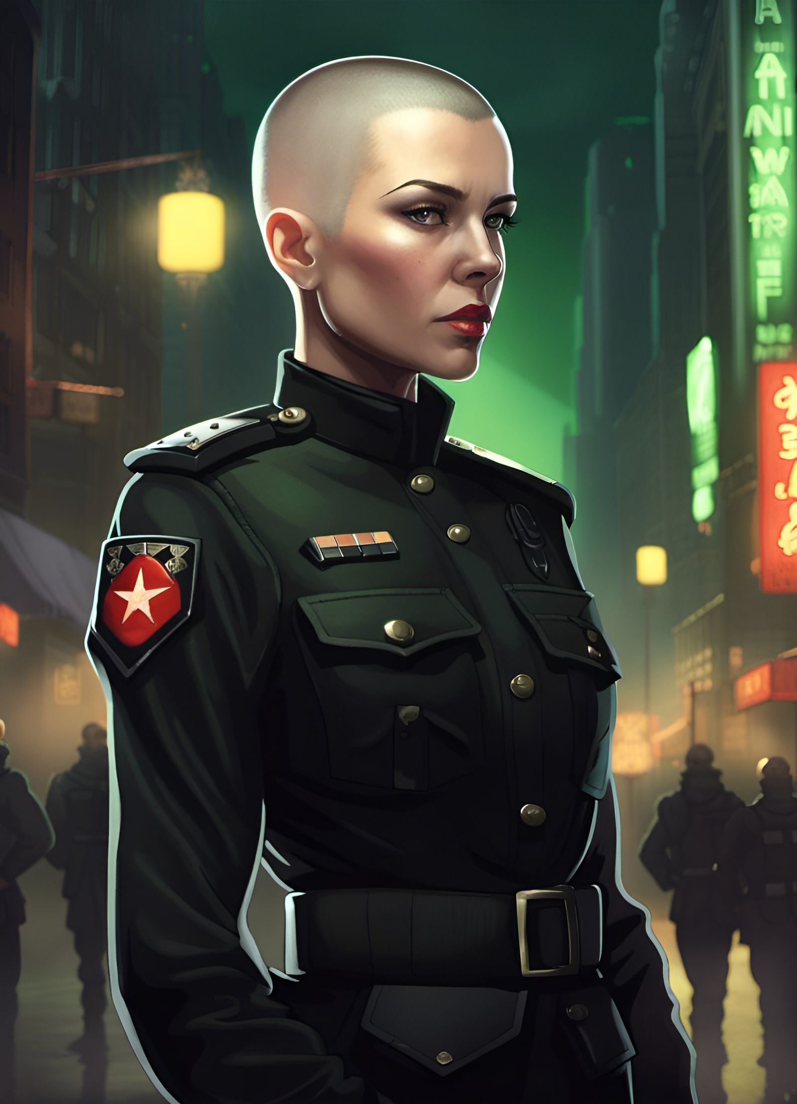 Fantasy Art: Middle-Aged Soldier in City Street