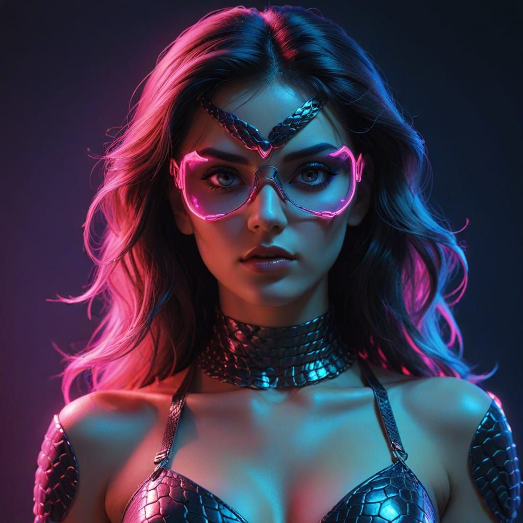 Ethereal Woman in Neon Hues