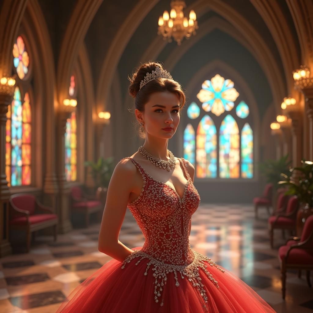 Audrey Hepburn in a Mystical Castle, Fantasy Art