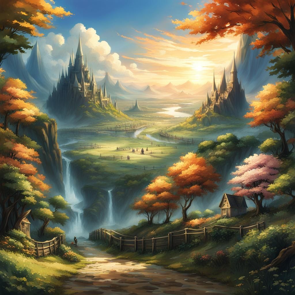 Magical Anime Landscape in Key Visual Style