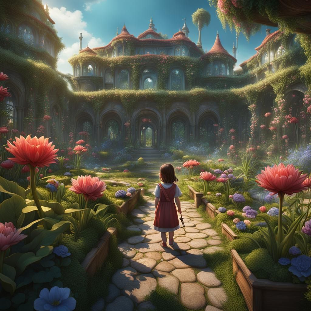 Ocean Garden with Child, Digital Matte Painting