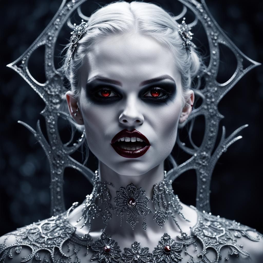 Gothic Vampire Top Model Close-Up Portrait