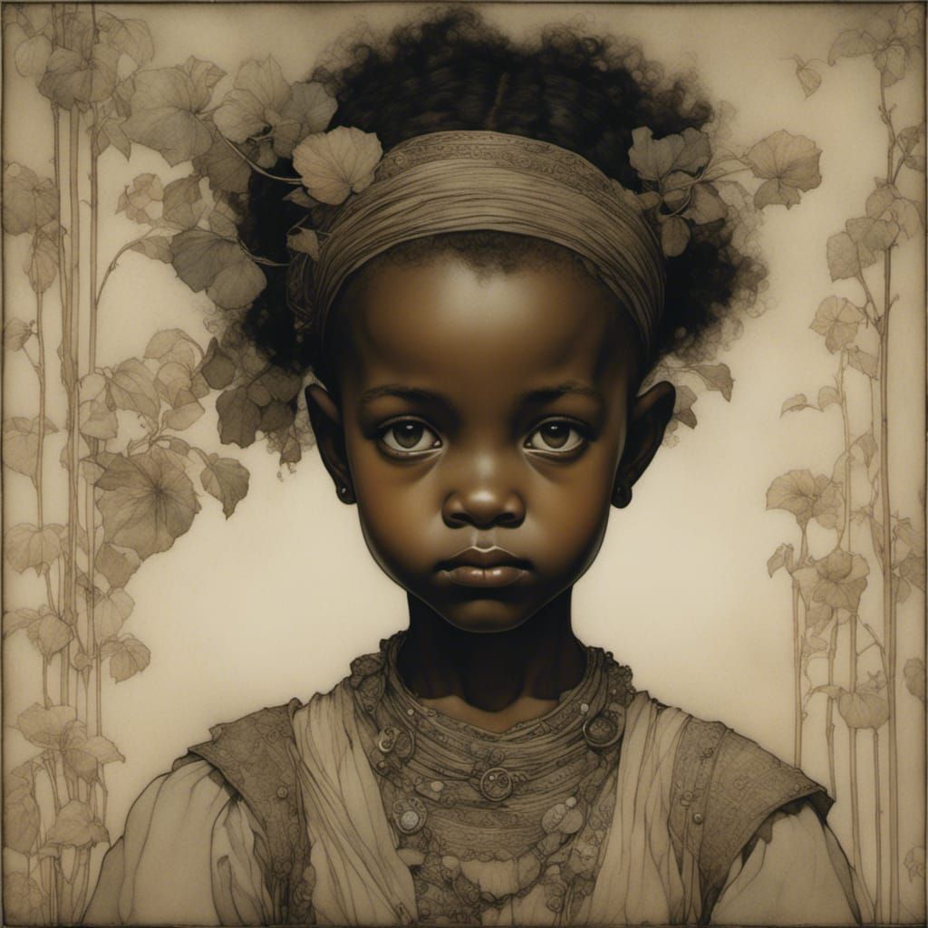 Black Girl in Art Nouveau Style