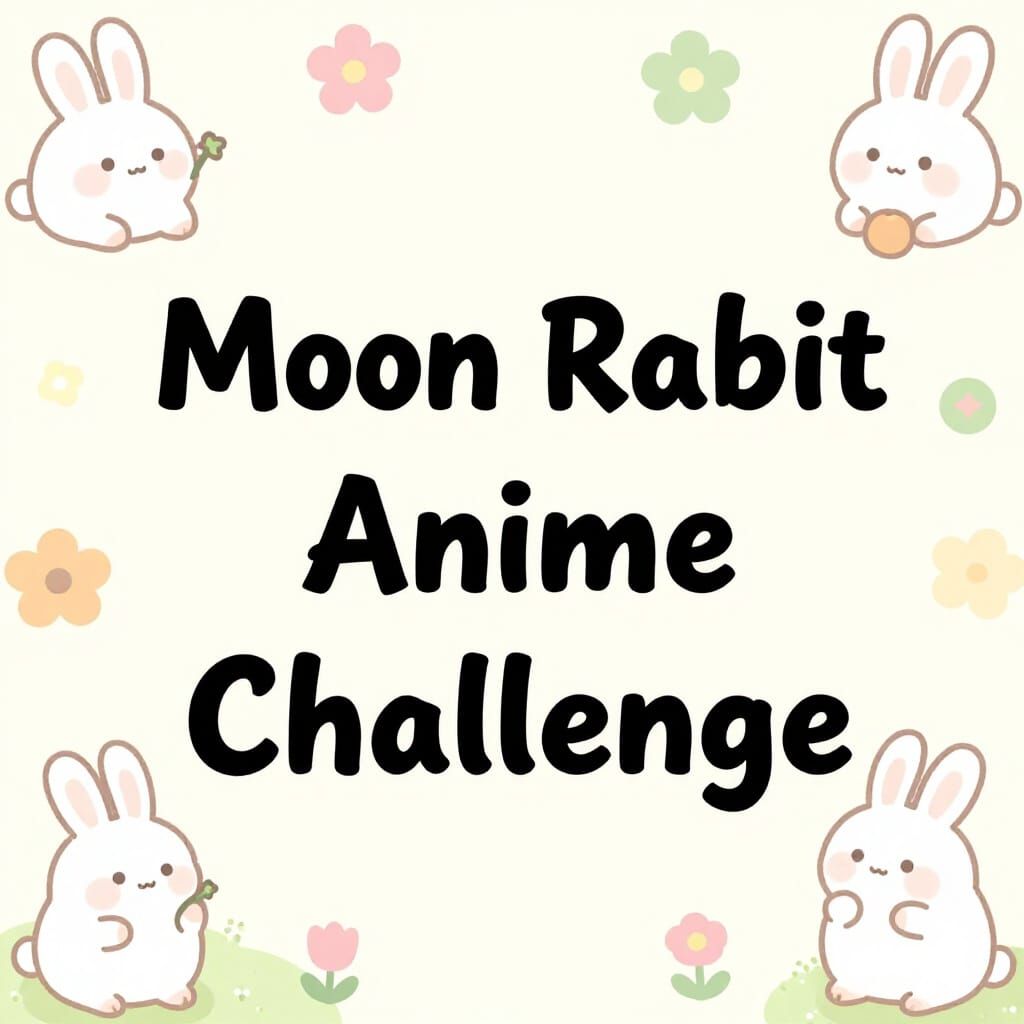 Moon Rabbit Anime Challenge Text on Cute Background