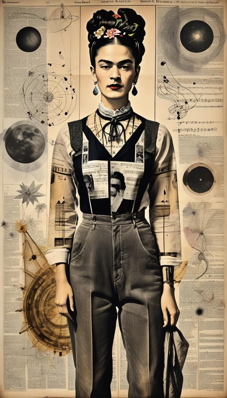 Portrait with Astronomical Charts in Pointillist Style