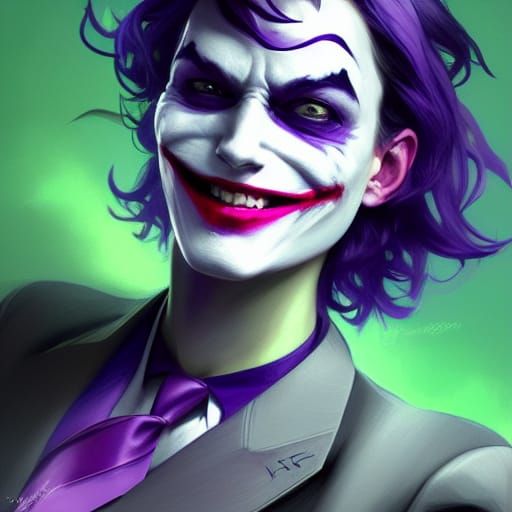 Female Joker Portrait in Art Nouveau Style