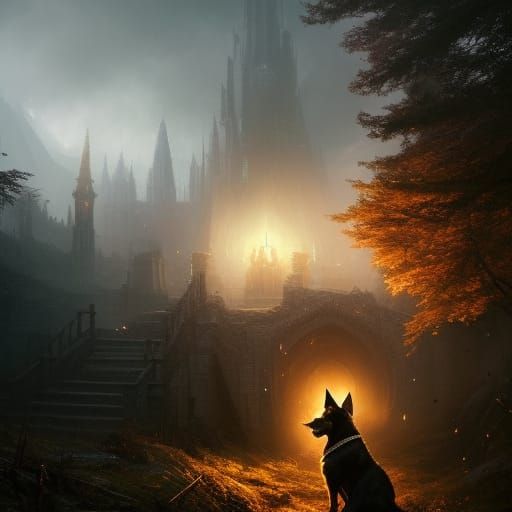 Wizard German Shepherd Dog: Dark Fantasy Art