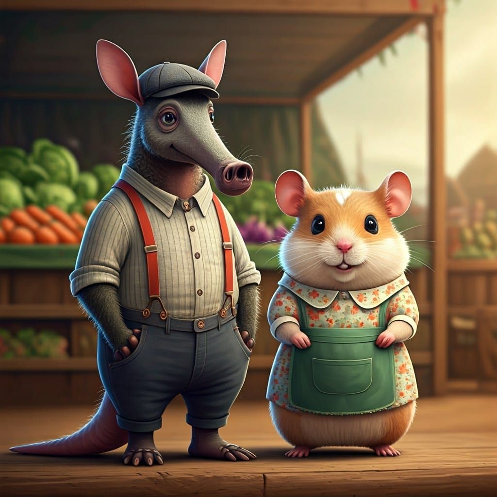 Aardvark and Hamster at Farmer's Market