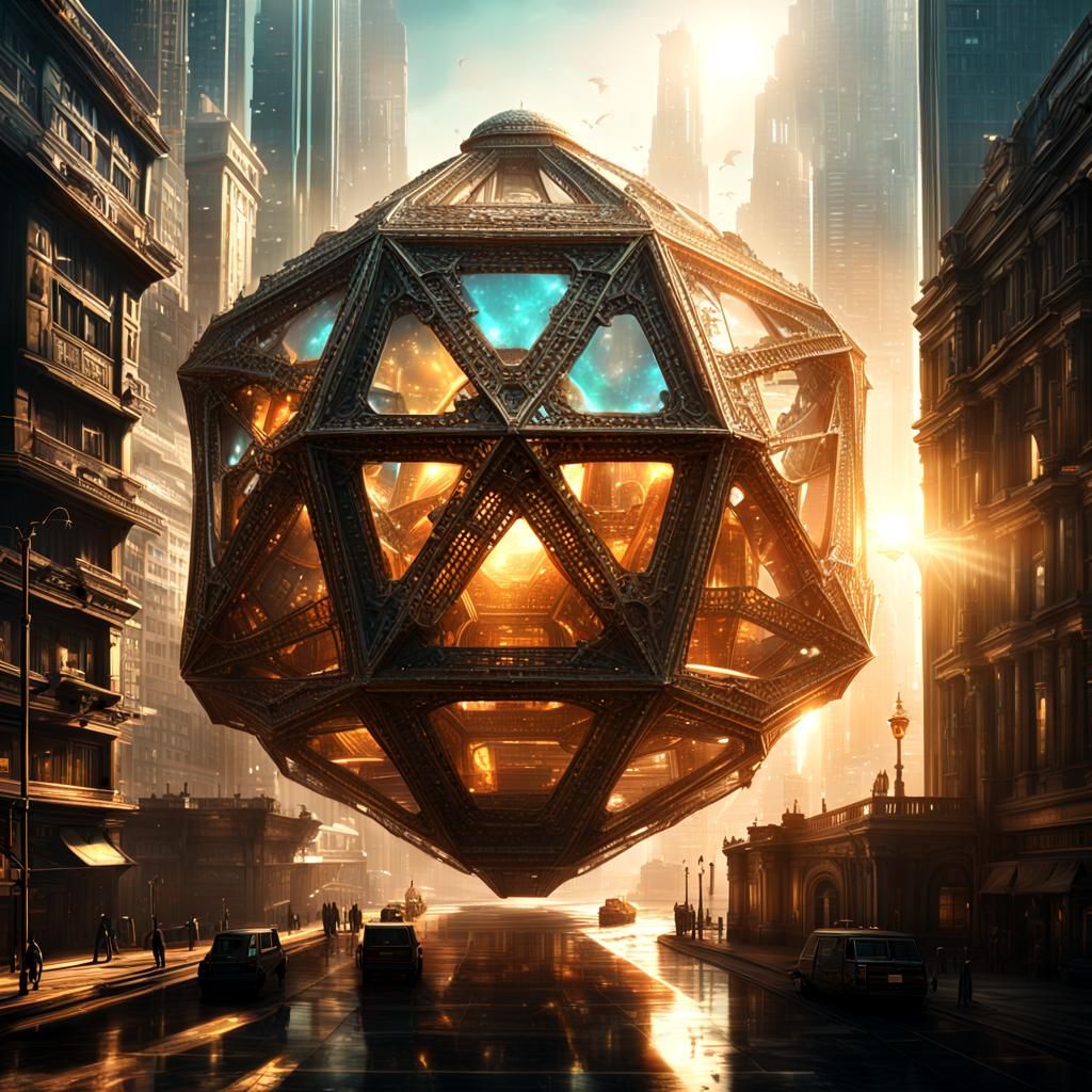 Dodecahedron Sunshine Metropolis: Digital Matte Painting