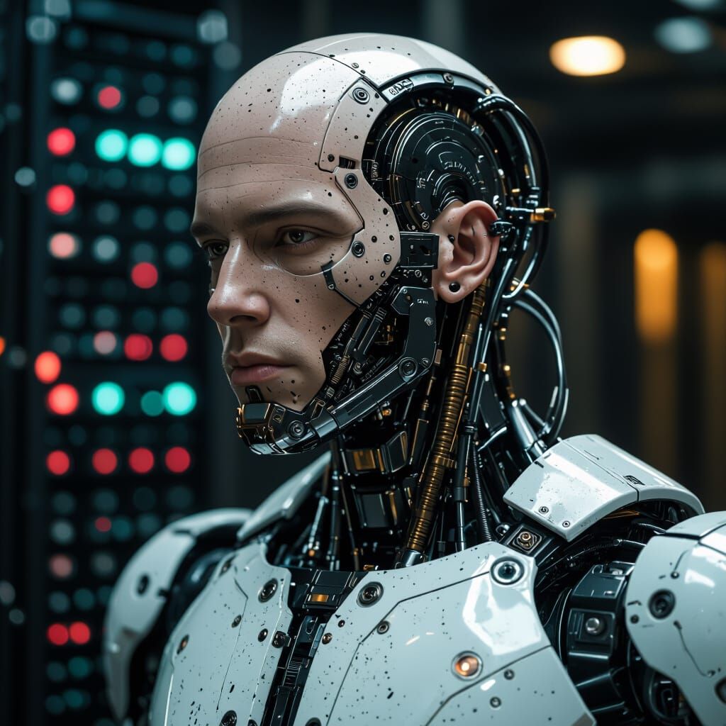 Cyborg Neural Link: Steampunk and Metallic Fusion