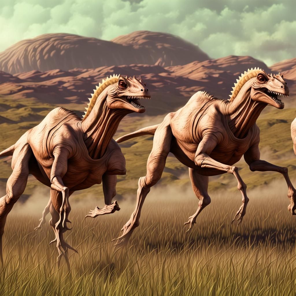 Aliens Galloping Across an Extraterrestrial Prairie