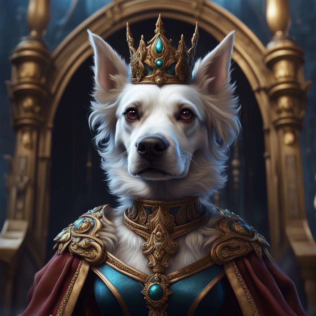 Anthropomorphic Dog Queen in Detailed Matte Painting