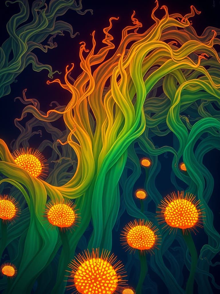 Bioluminescent Kelp Forest in Neon Depths