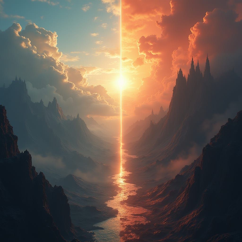 Hyper-Realistic Landscape: Light and Shadow Divide