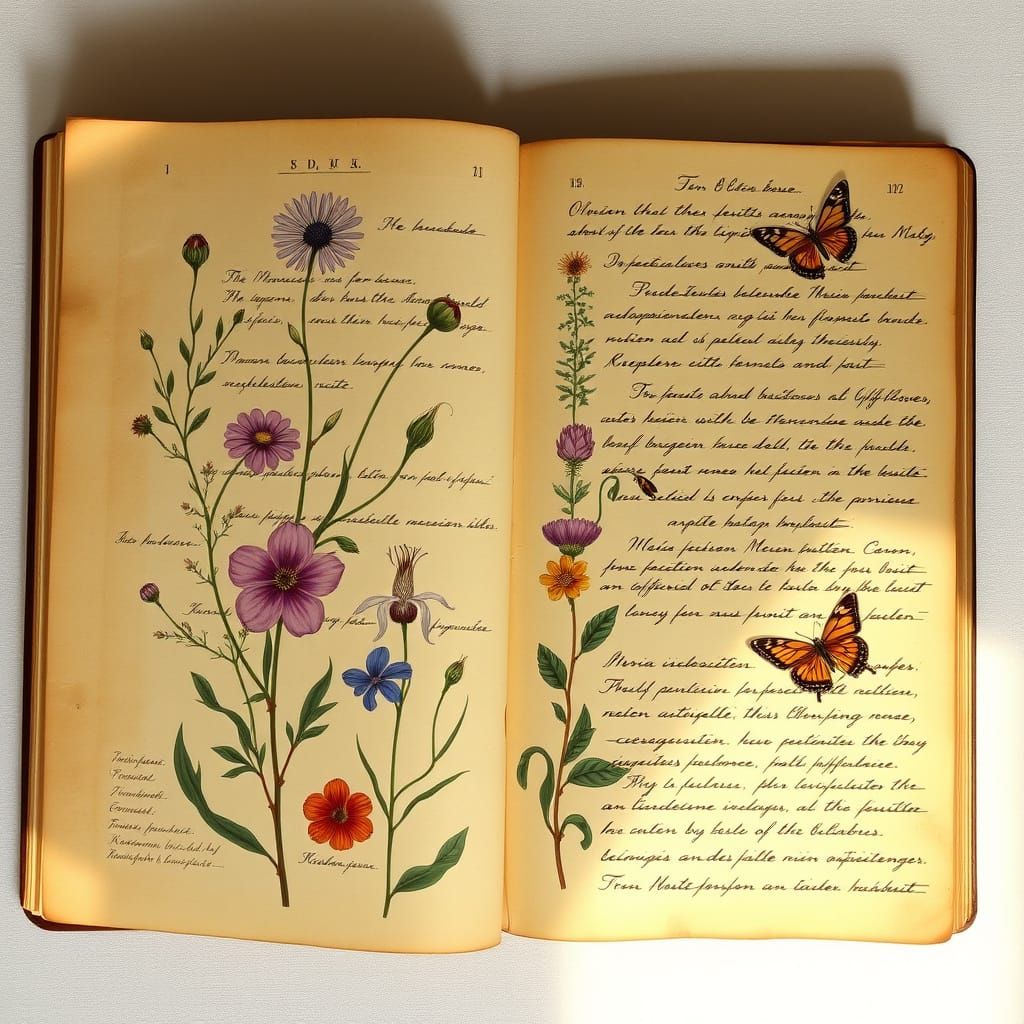 Botanical Illustration in Vintage Scientific Style