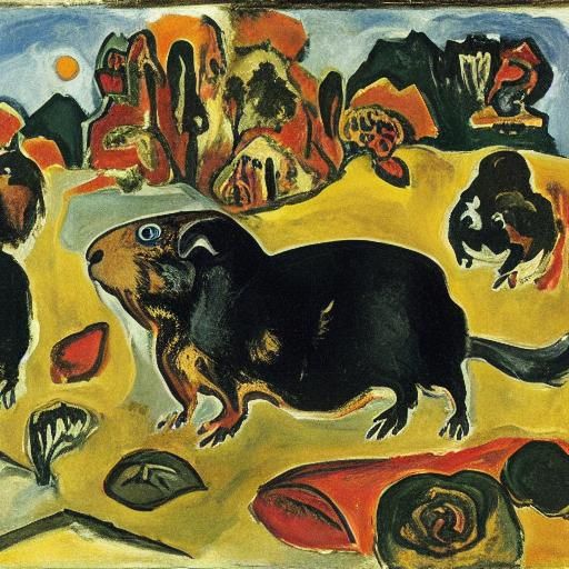 Guinea Pig Rock Star in Surrealist Style