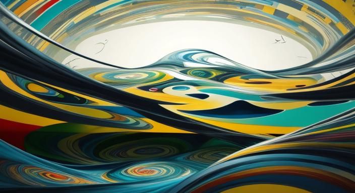 Vibrant River Graphic Score in Murakami Style