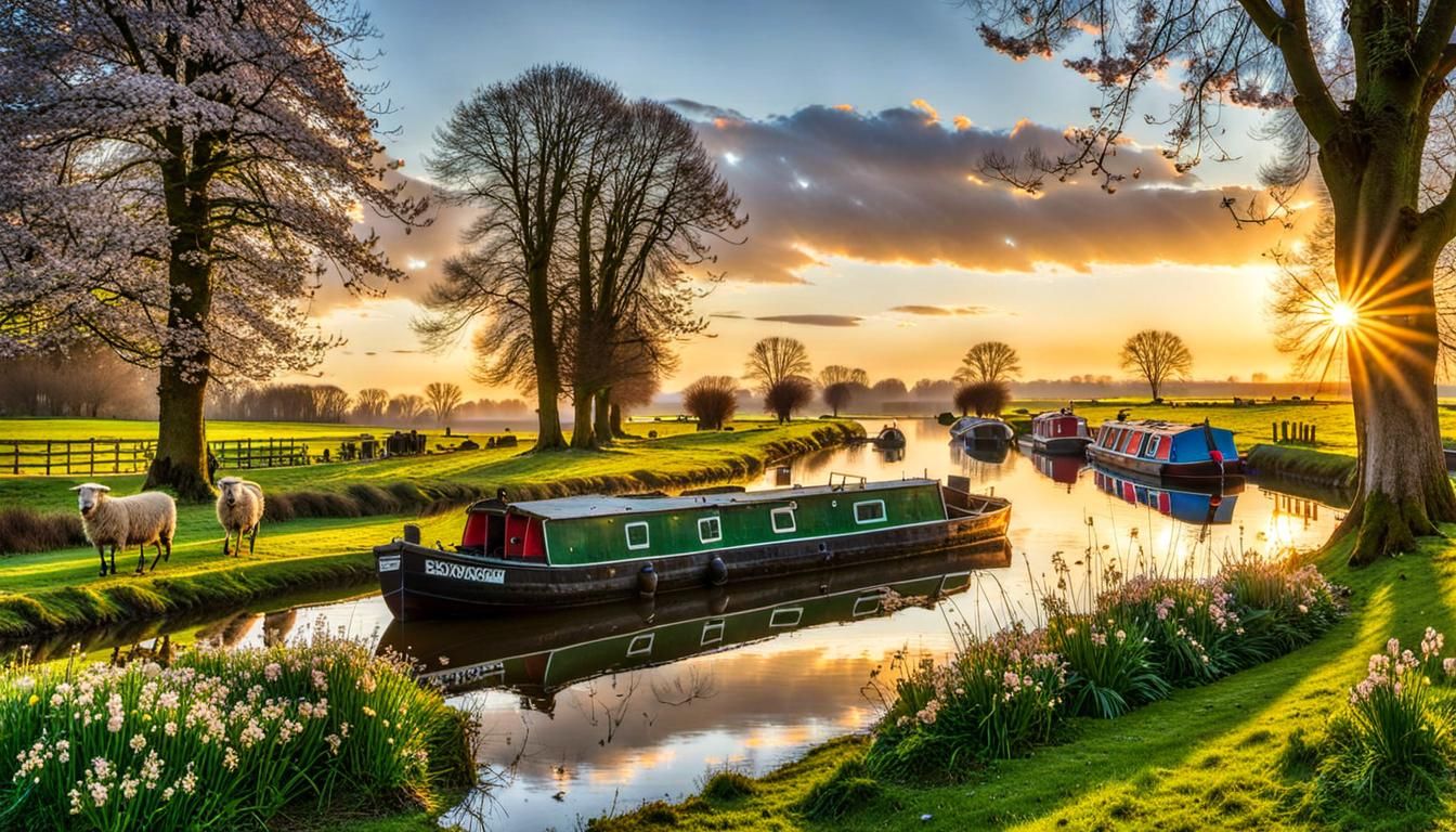 On the canals they enjoy the wondrous scene of the dawn of spring