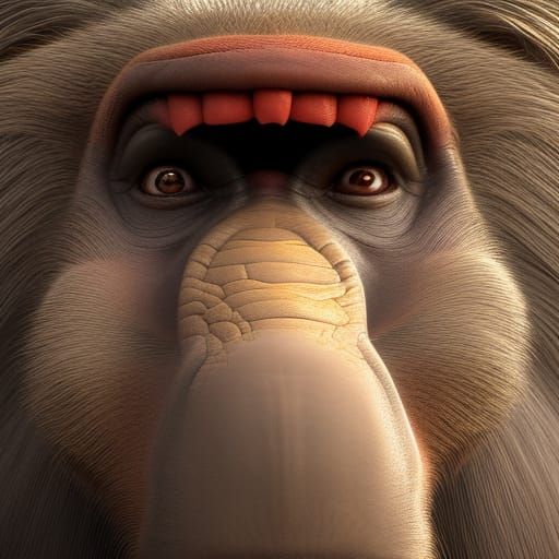 Fantastical Hot Air Balloon Baboon Face in Detailed Painting
