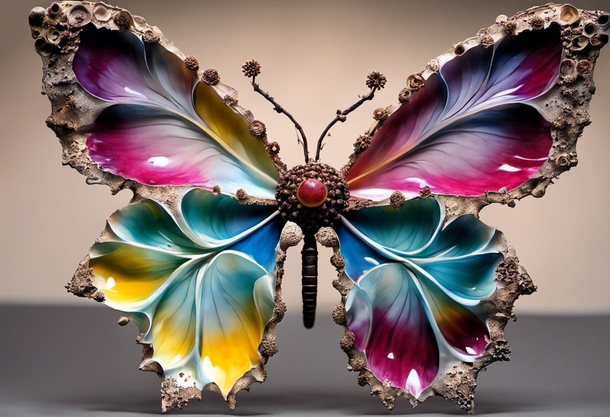 Cosmic Floral Explosion in Encaustic Style