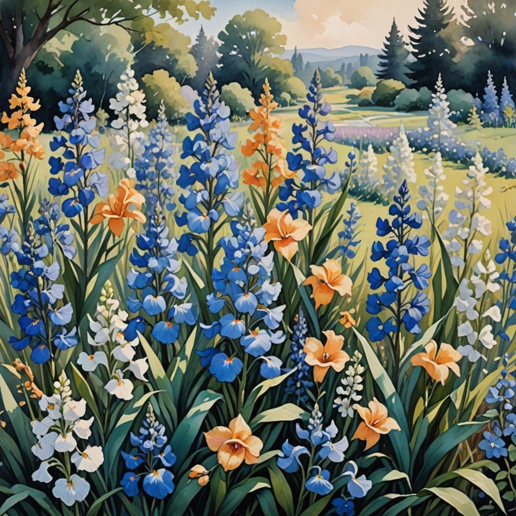 Vibrant Blooming Garden in Impressionist Style