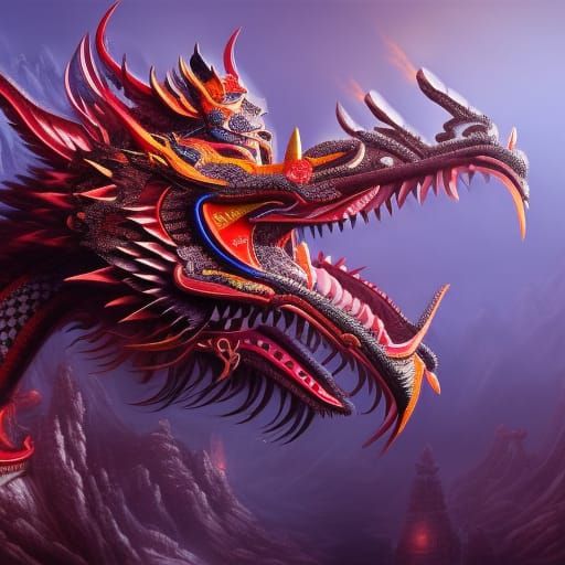 Detailed Chinese Dragon Matte Painting