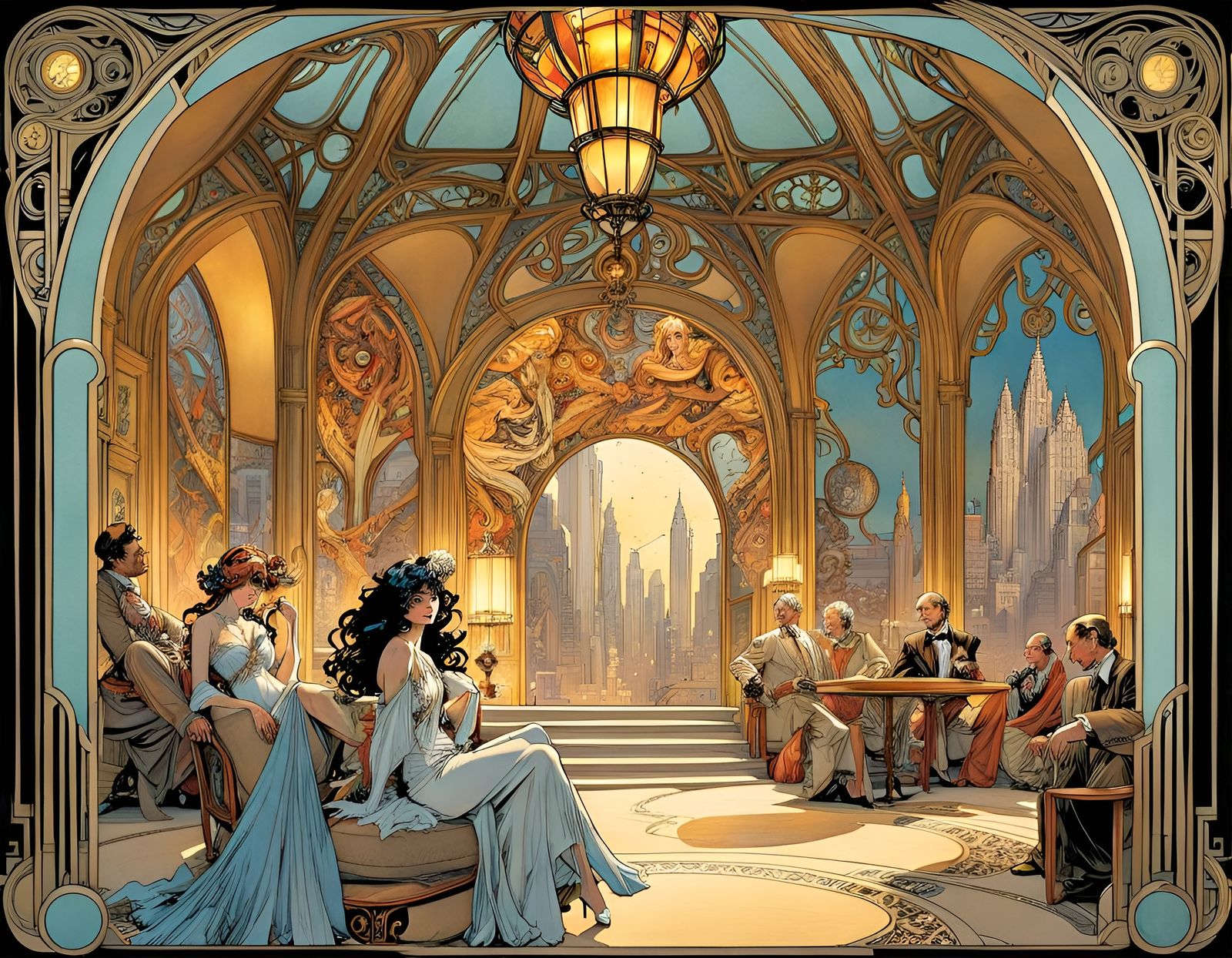 Art Nouveau Comic Book Page: Mnemnosyne Terrace