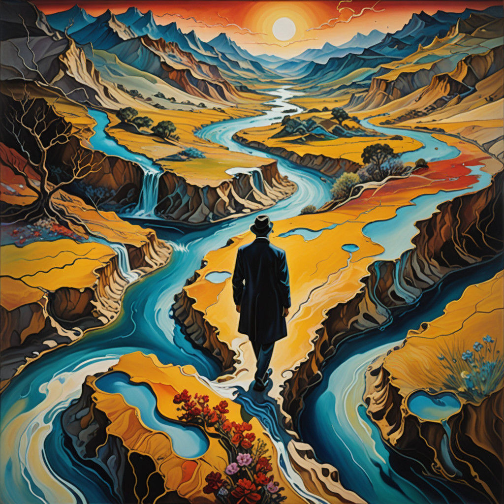 Surreal Landscape with Dreamlike Figures