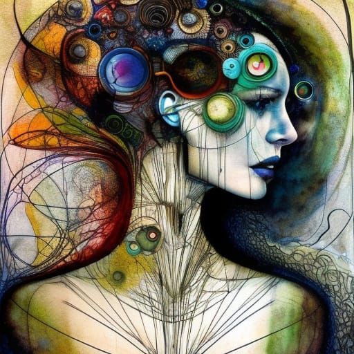 Fractured Portrait in Mixed Media Style