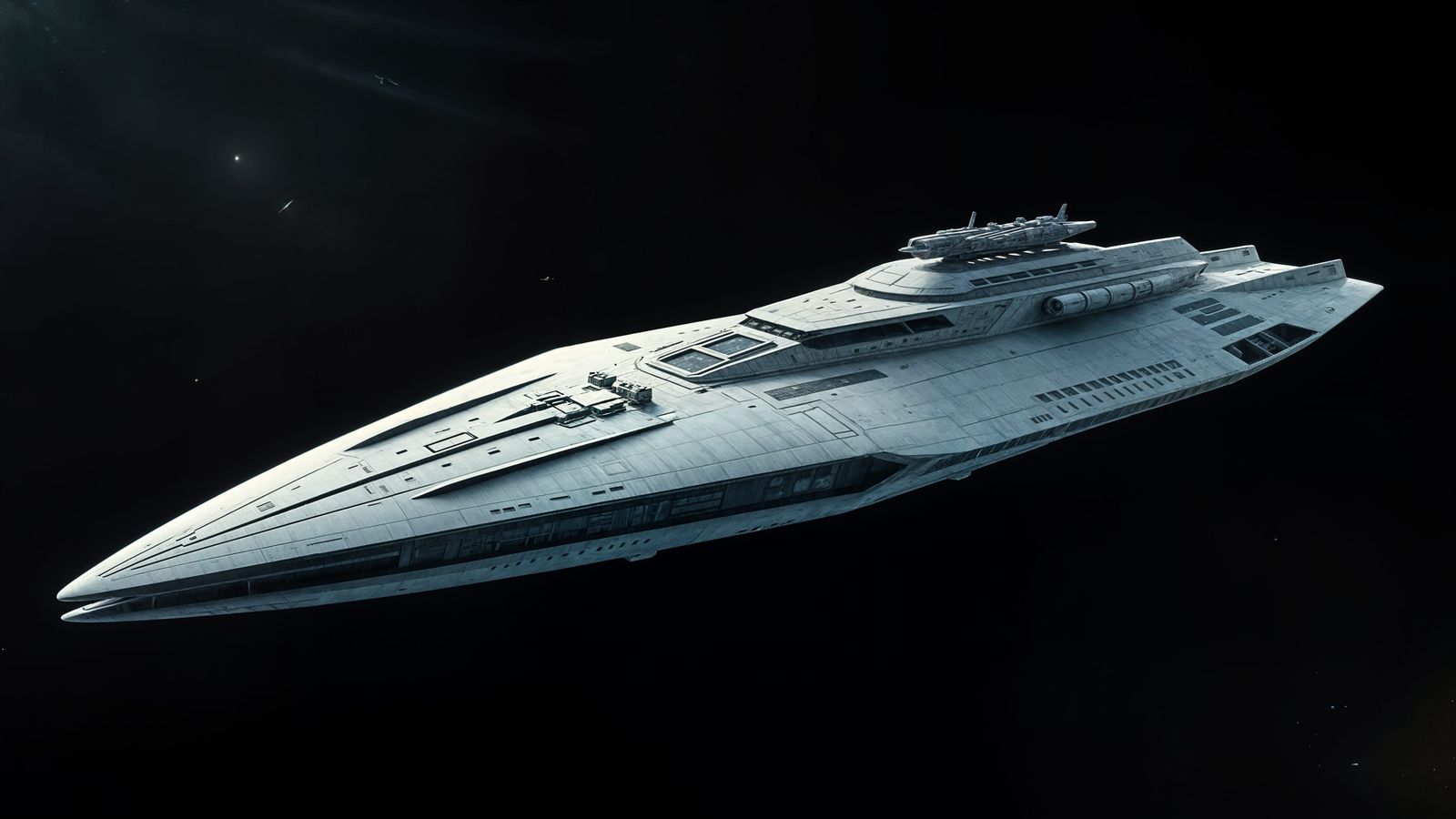 Symmetrical Dagger-Shaped Starship in Space