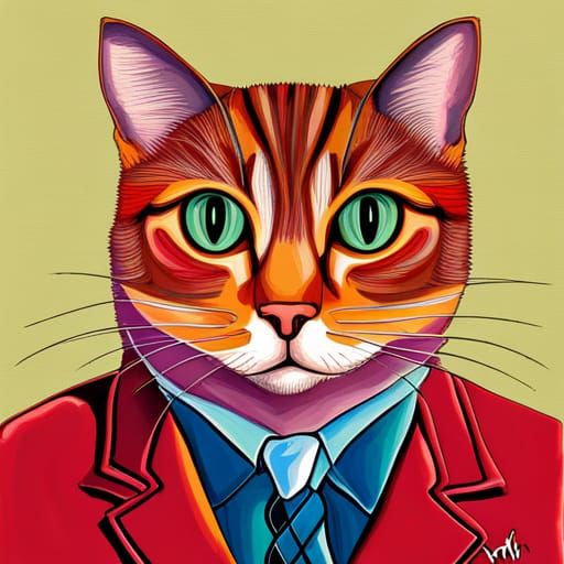Abstract Art: Cat Wearing a Suit
