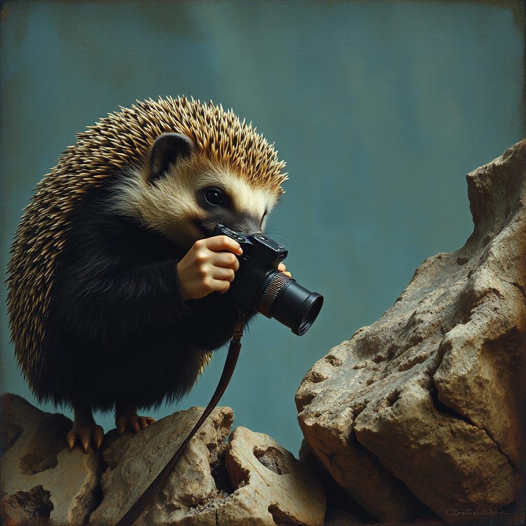 Hedgehog Photographer on Earth, Rothko and El Greco Styles