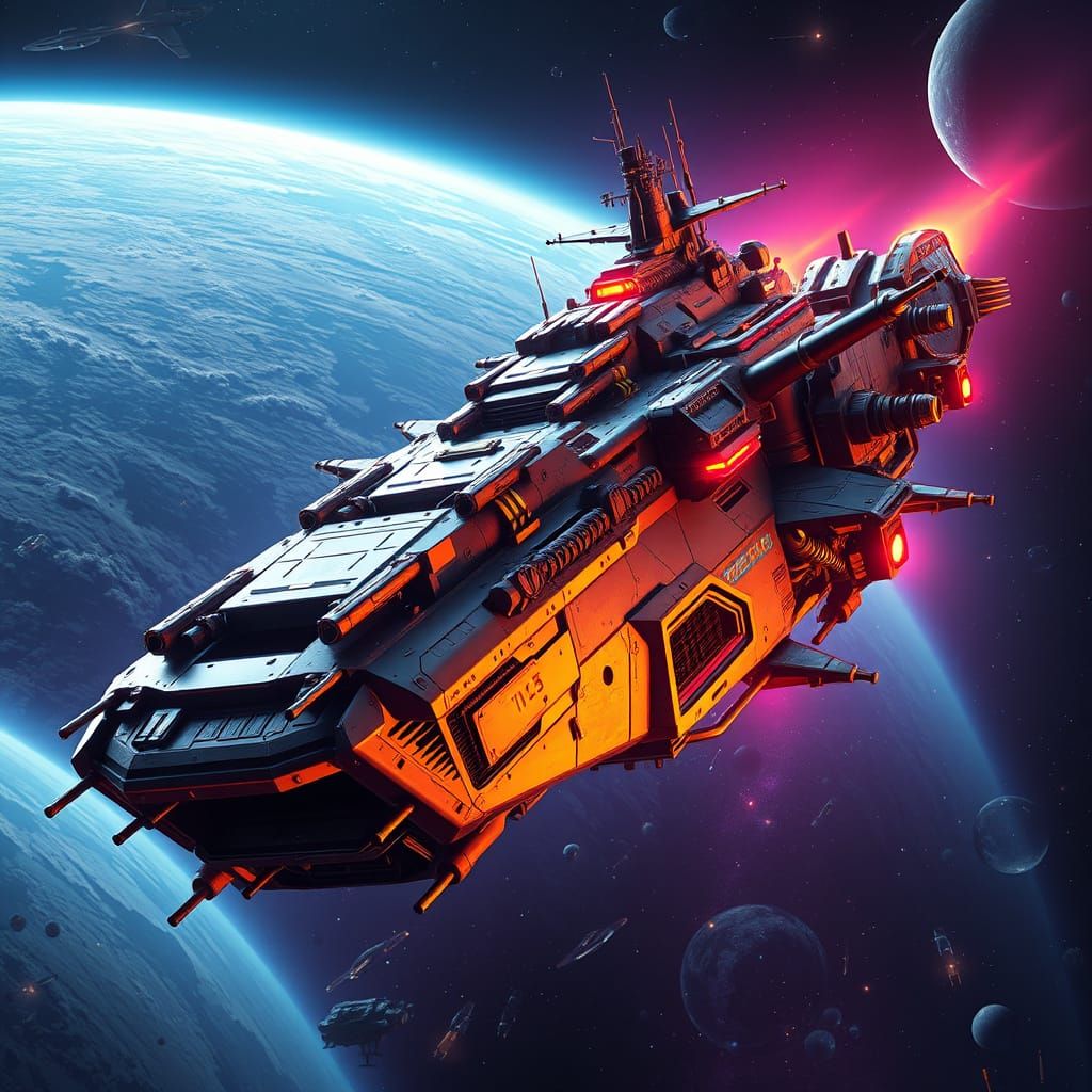 Intergalactic Armored Flagship in Deep Space