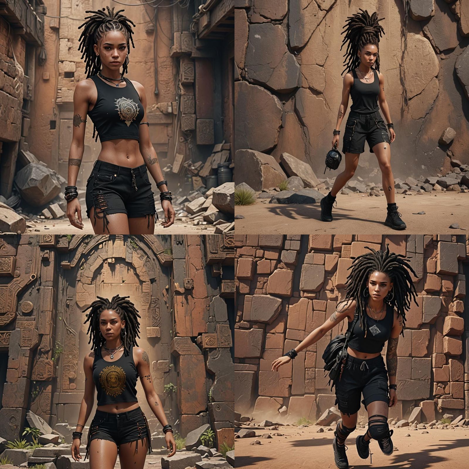 Stud Girl with Dreadlocks, Detailed Matte Painting