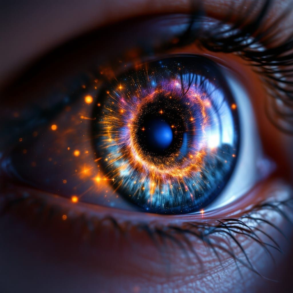 Human Eye Reflecting Cosmic Nebula Galaxy