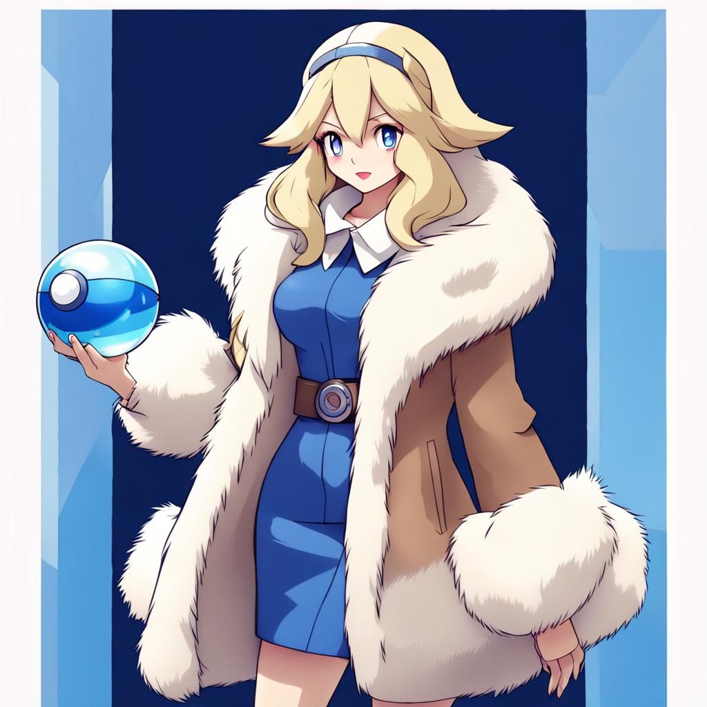 Fashionable Ice Pokemon Trainer with Fur Coat