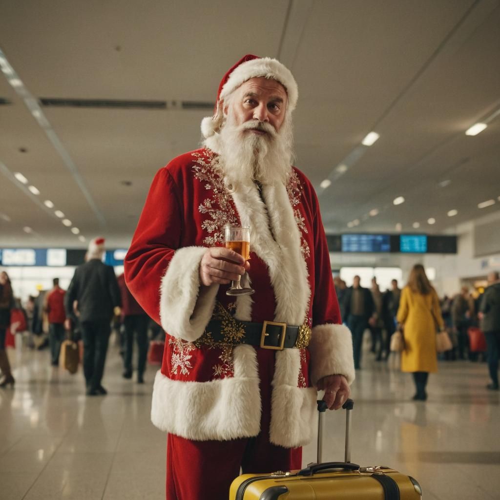 Santa Claus Arrives at the Airport: Cinematic Still