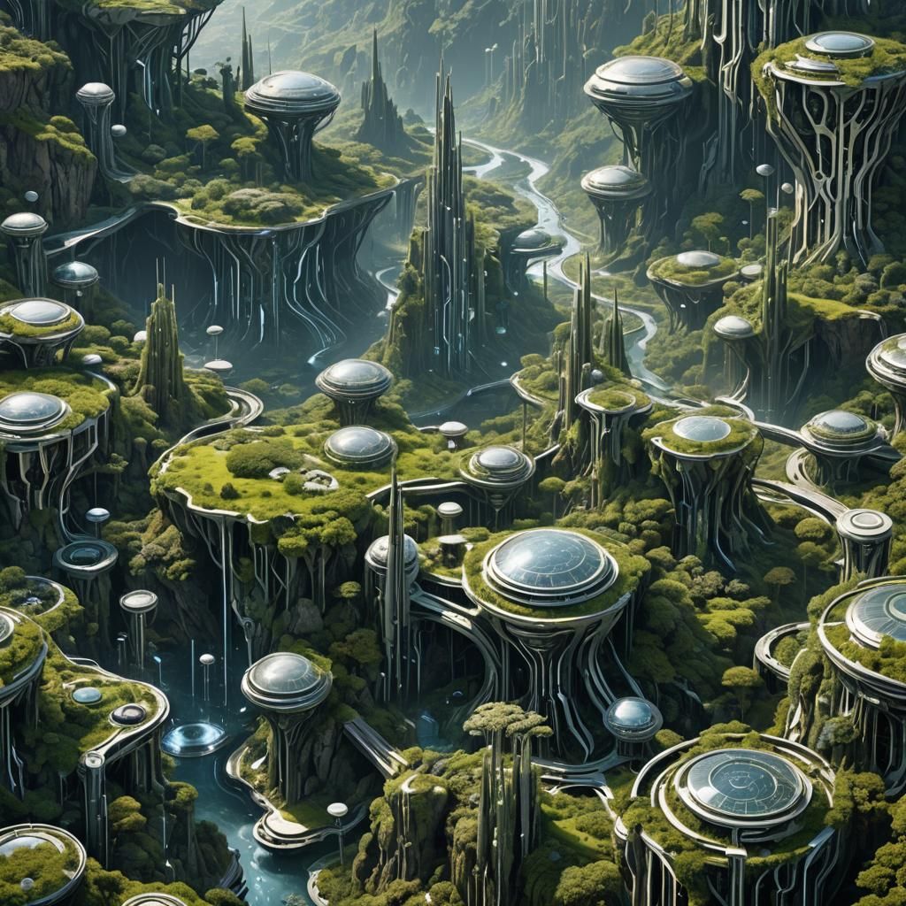 Futuristic Cybernetic Bioengineered Landscape