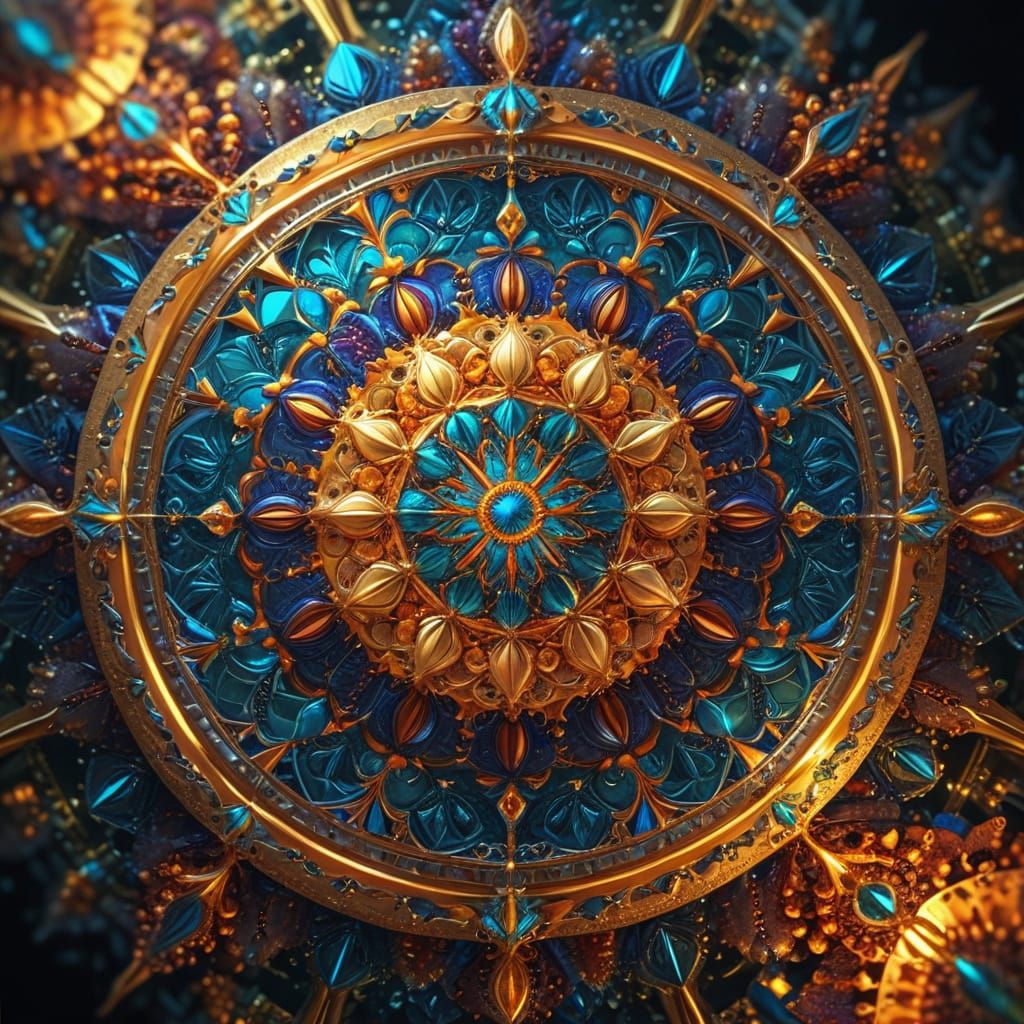 Intricate 3D Fractal Mandala in Geometric Style