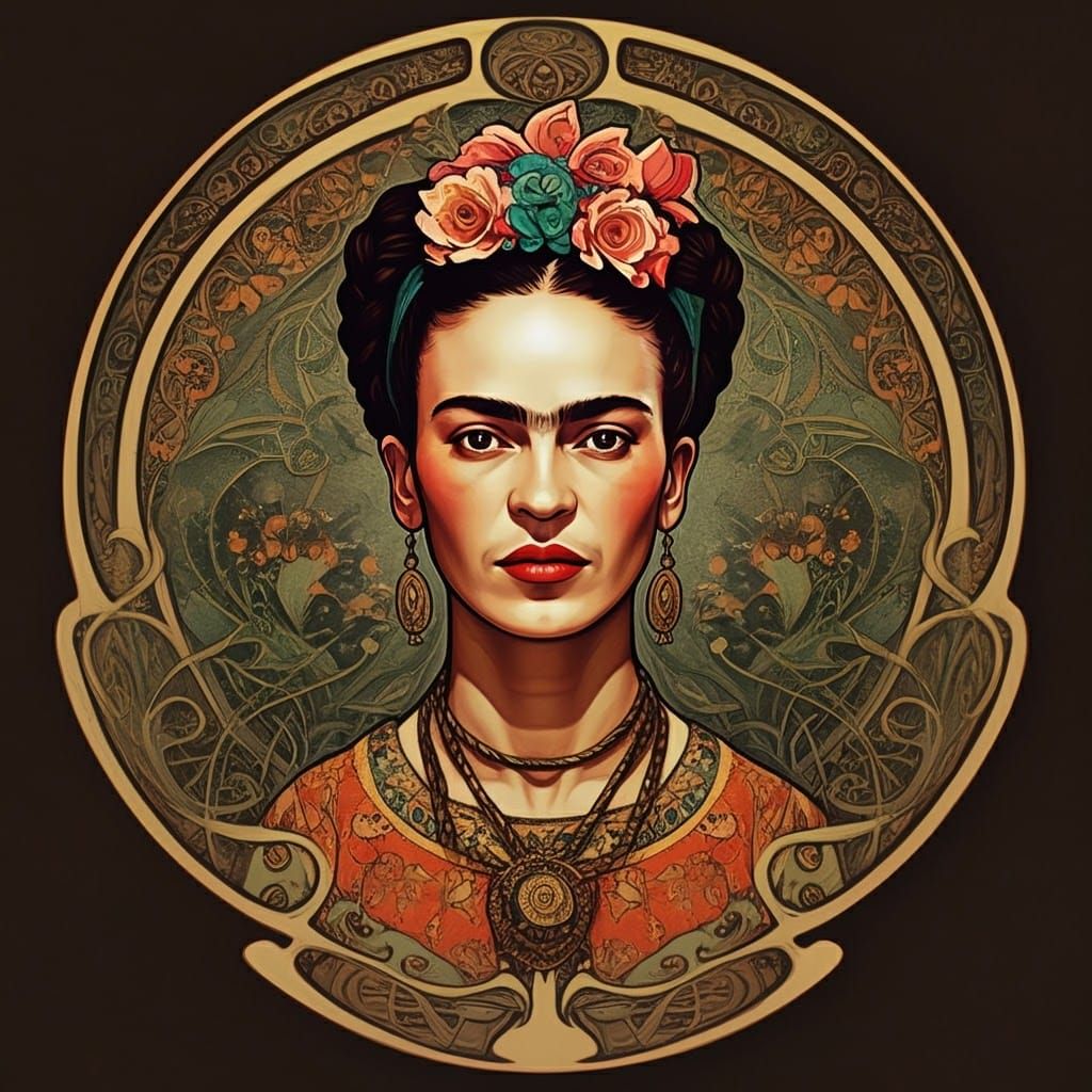 Frida Kahlo in Art Nouveau Style