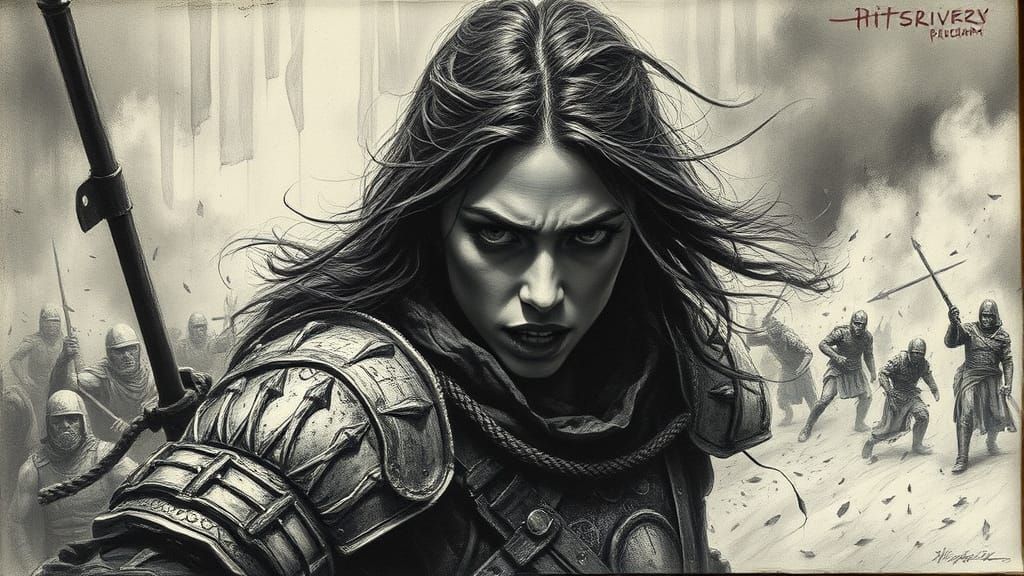 Warrior's Tragic Stand in Chaotic Battlefield