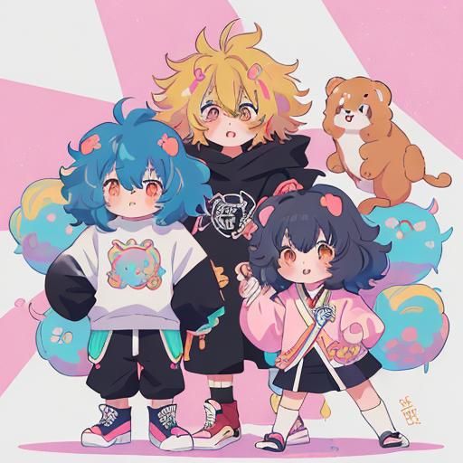 Humanoid Tibetan Mastiff in Anime Style