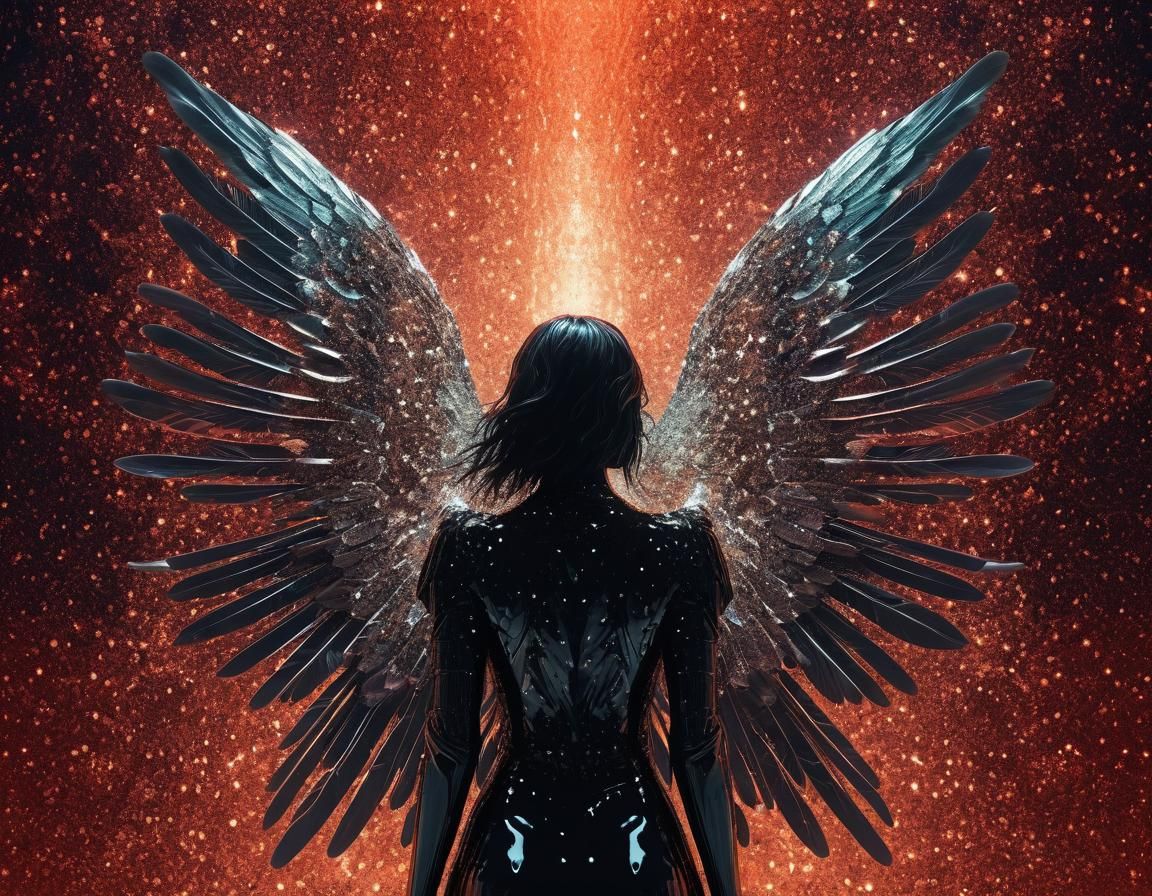 Ethereal Date with an Angel in Biopunk Style