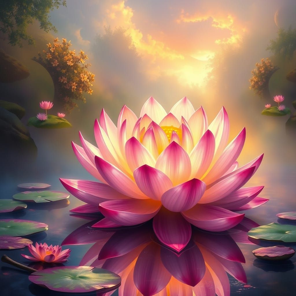 Whimsical Lotusflower on a Mystical Lake