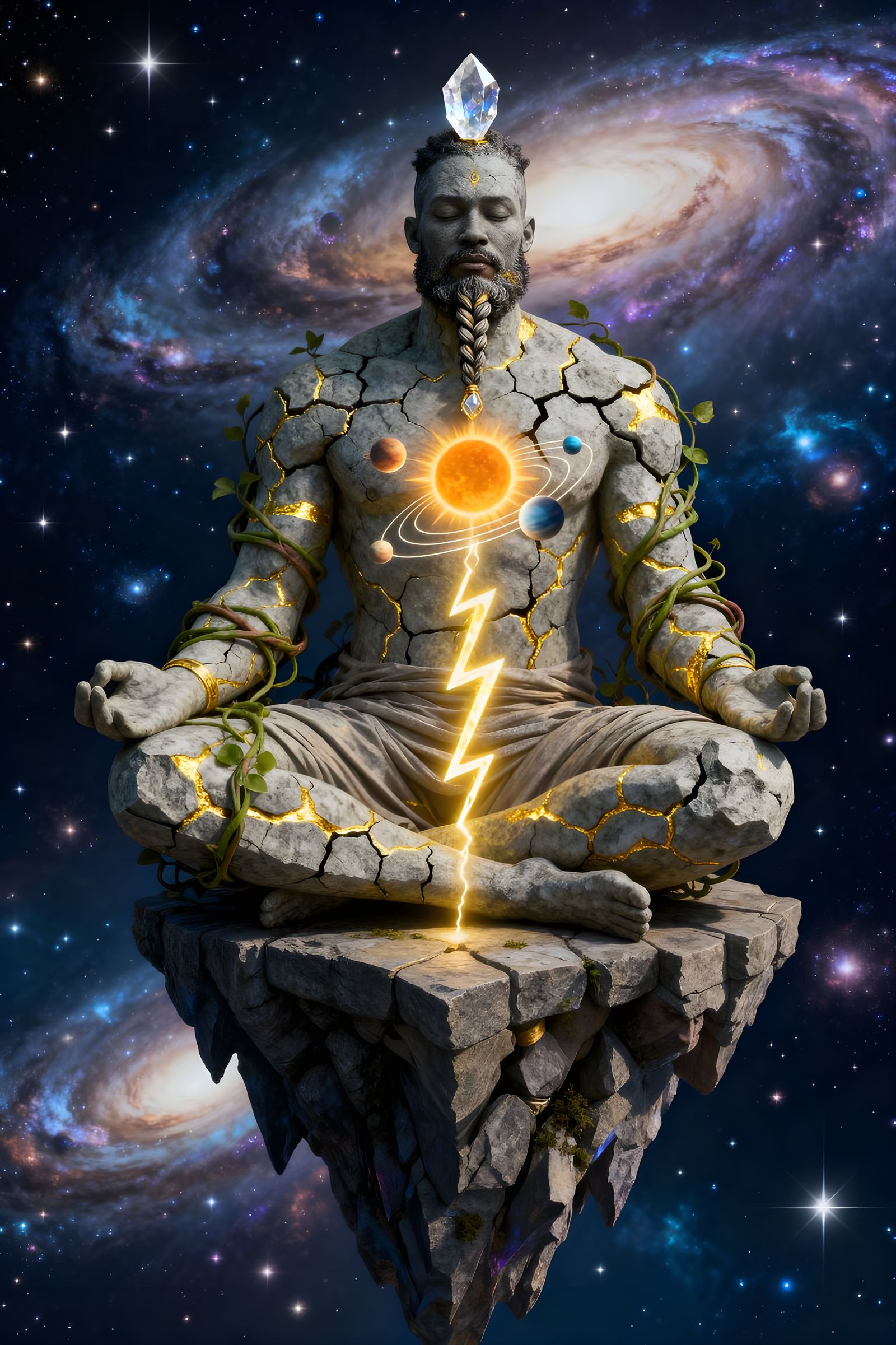 Cosmic Deity Meditating Amidst Galaxies